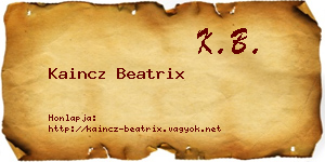 Kaincz Beatrix névjegykártya